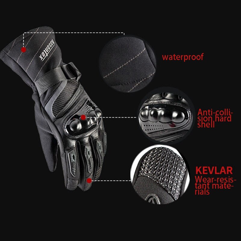 Masontex gants d'hiver Moto hommes étanche Contact Sn Moto gants Motocross gants doigt complet noir