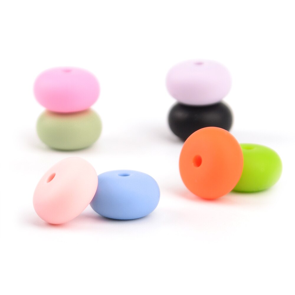 LOFCA 50 pcs/lot 14mm Mini boulier perles de Silicone en vrac collier de perles pour bricolage porte-clés collier bijoux accessoires