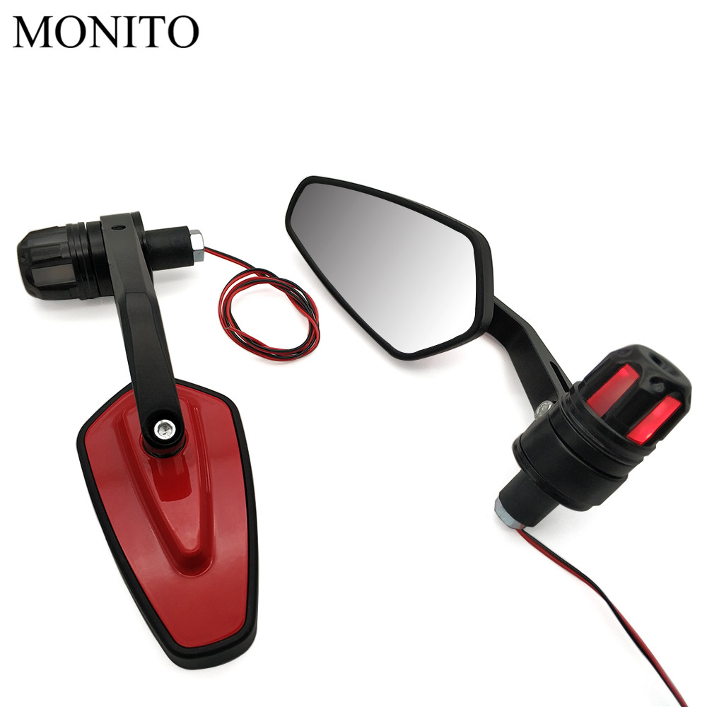 7/8 22mm Motorcycle Side Mirror LED Handle Bar End Mirrors Turn Signal For Honda CB 300F 500F CBR600RR CBR929RR CBR954RR CB1000R: Red