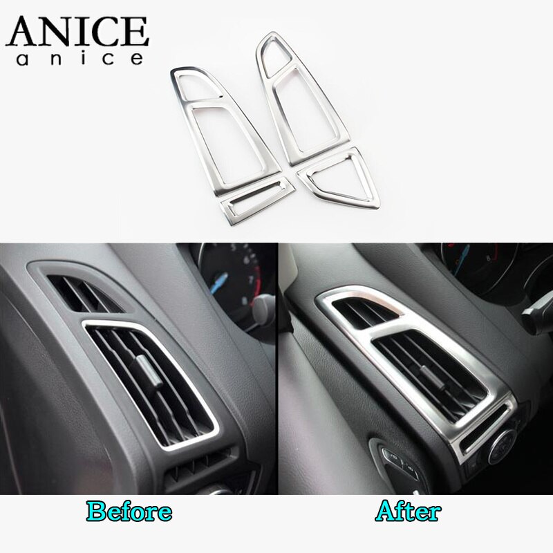 For Ford Focus MK3 stainless steel Interior dashboard air conditioner vent Trim 4PCS LHD LEFT HAND SIDE