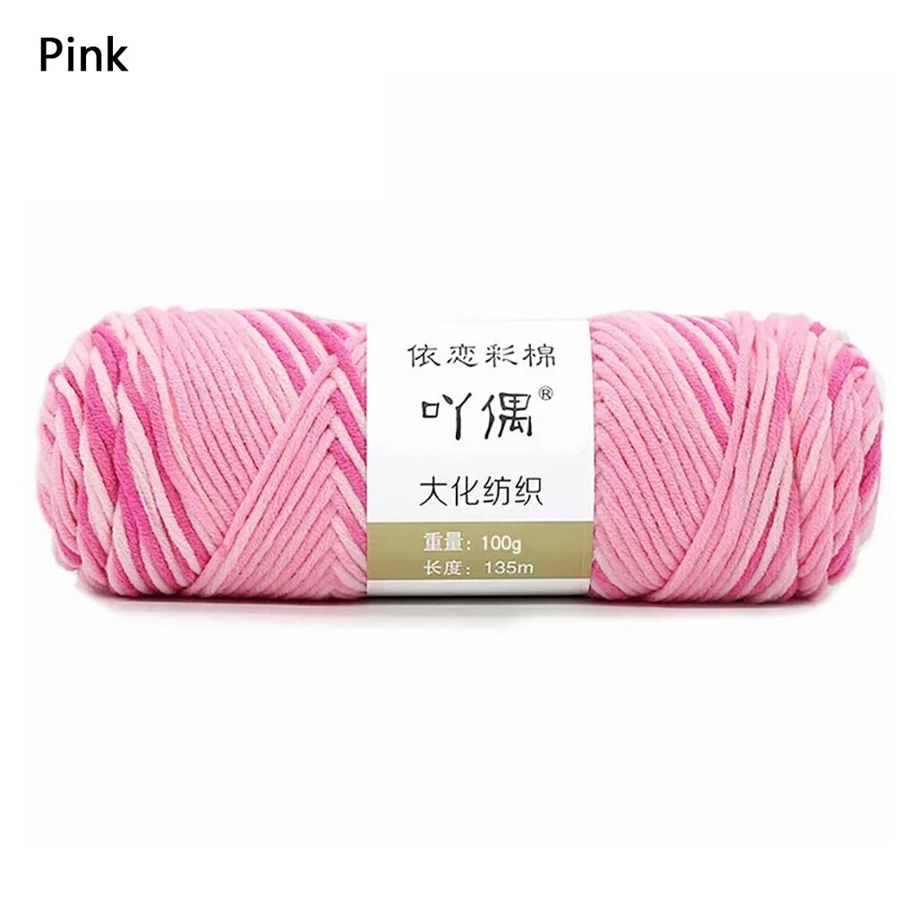 Hilo de algodón 100g para manualidades, hilo de algodón para manualidades, hilo de algodón cálido para tejer a mano, hilo de lana: Pink 