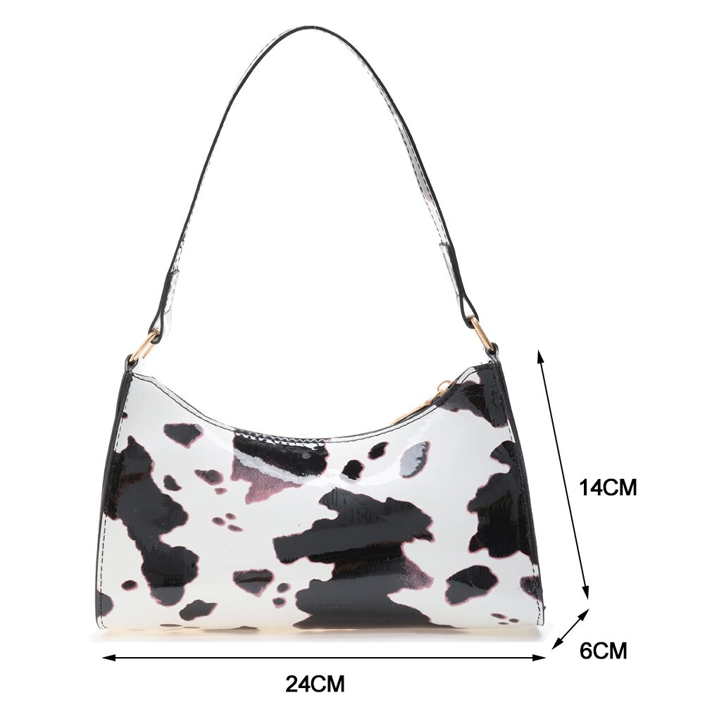 Women Cow Print Small Shoulder Bags Soft Pu Leather Underarm Bag Female Travel Handbag And Purses bolsa feminina