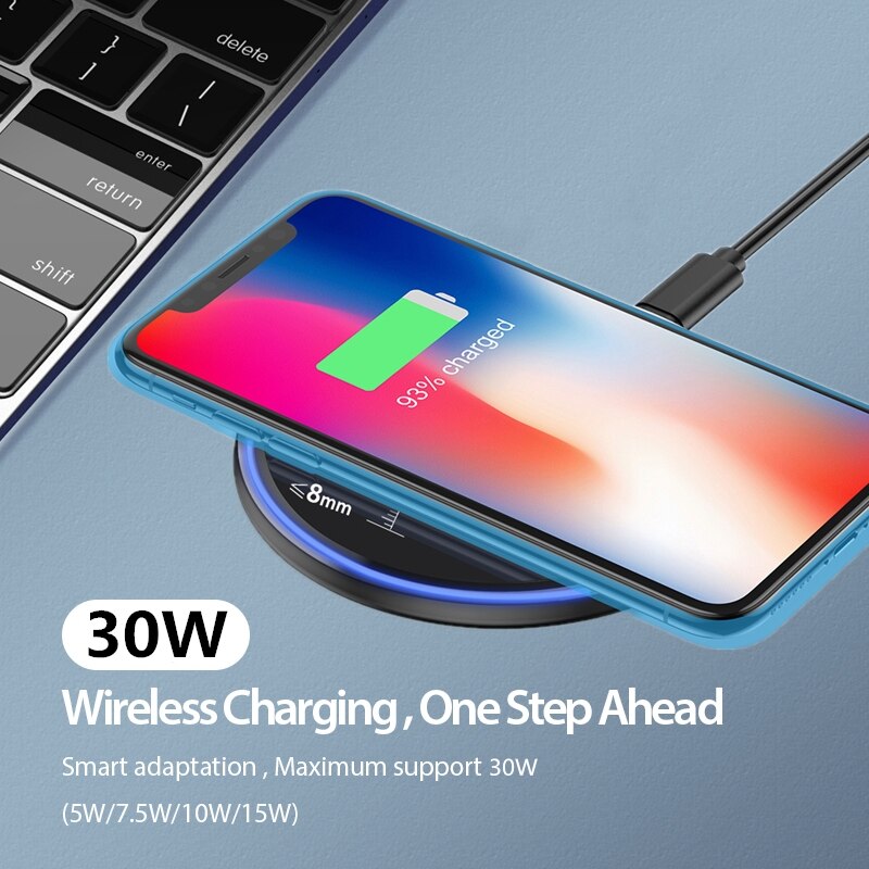 Quick 30W Qi Draadloze Oplader Voor Iphone 12 11 Pro Max X Xr Xs 8 Voor Samsung S21 S20 s10 Note 20 10 Inductie Snel Opladen Pad