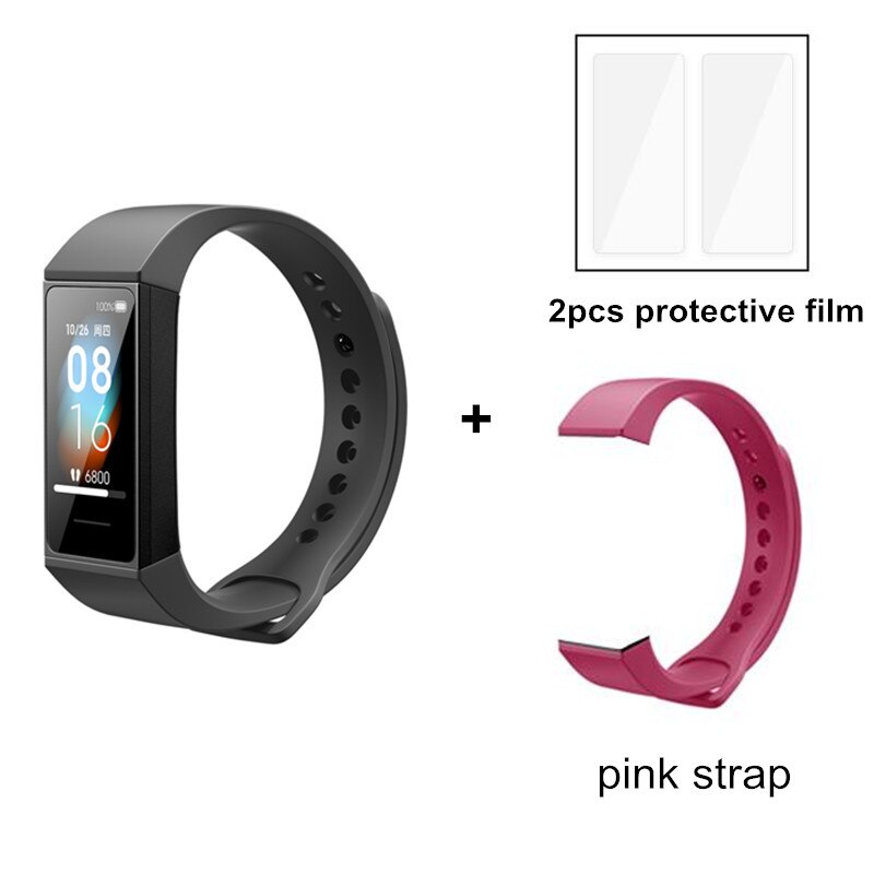 Xiaomi-pulsera inteligente Redmi Band Original, brazalete de Fitness con pantalla táctil a Color de 1,08 pulgadas, Control del ritmo cardíaco y de la música: add pink strap