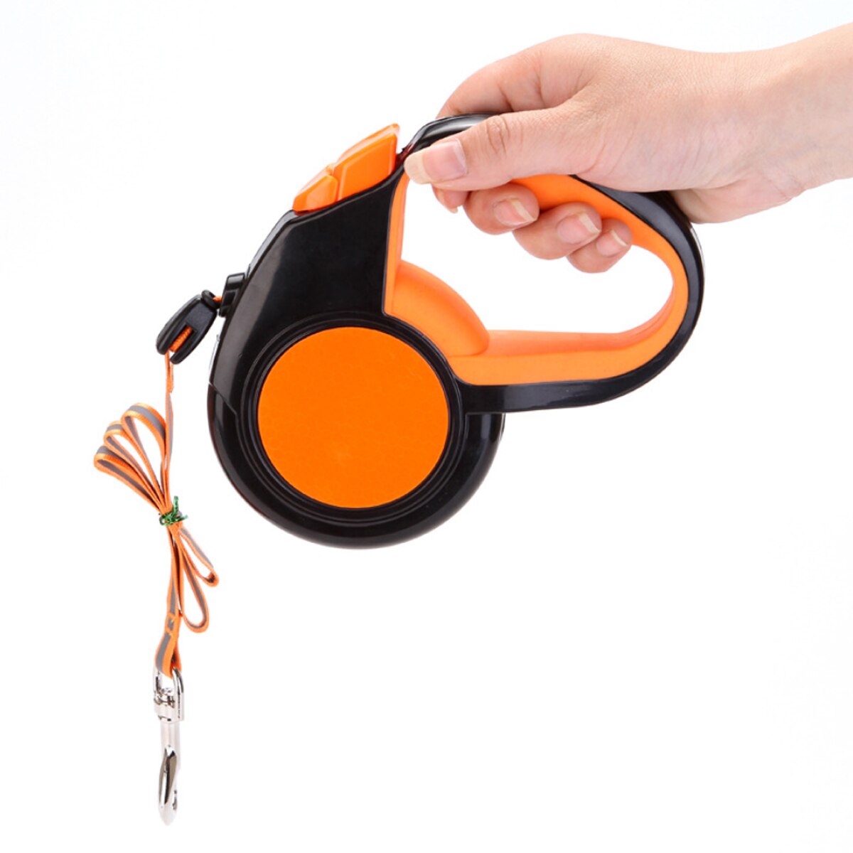 3/5/8M One-touch Control Dog Leash Portable Retractable Chromed Metal Fasteners Green/Orange Color For Medium&amp; Large Dogs
