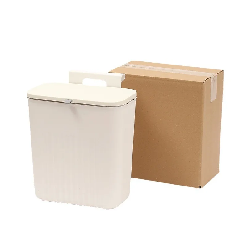 Wall-Mounted Home Use Trash Can Sliding Cover Kitchen Living Room Storage Plastic Waste Bin Attractive Appearance Bathroom
