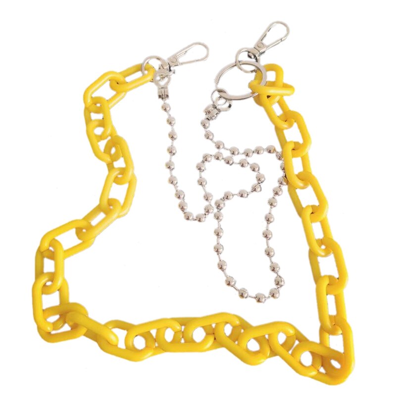 1pcsPunk Hip-Hop Trendy Metal Pant Chain Double Layers Unisex Trousers Chain Belt Chain For Adults Clothing Accessories: Yellow