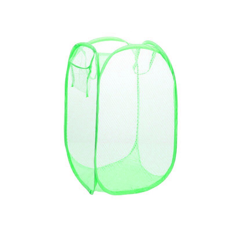 Green Laundry Basket Bag Foldable Japanese Color Net Laundry Basket Debris Basket: Default Title