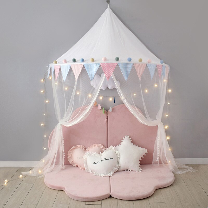 Roze Prinses Kasteel Speelhuis Nordic Kid Play Tent Tipi Enfant Indoor Baby Meisjes Crib Canopy Netto Bed Tent Kinderen room Decor