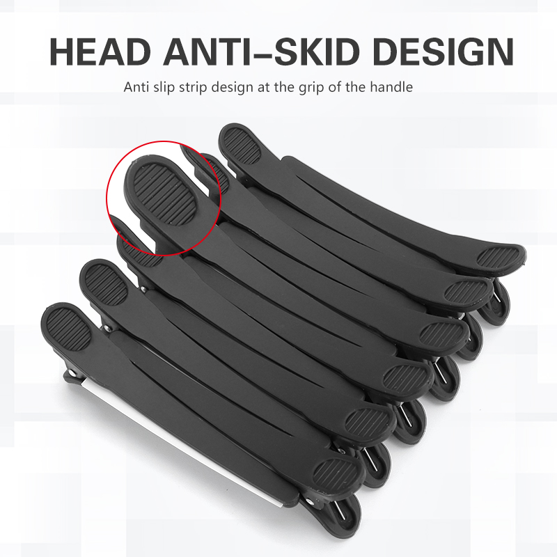 12 Uds. Pinzas para el cabello de peluquería, pinzas para el cabello de cocodrilo, pinzas antideslizantes de plástico negro, herramientas de estilismo para el cuidado del cabello de salón
