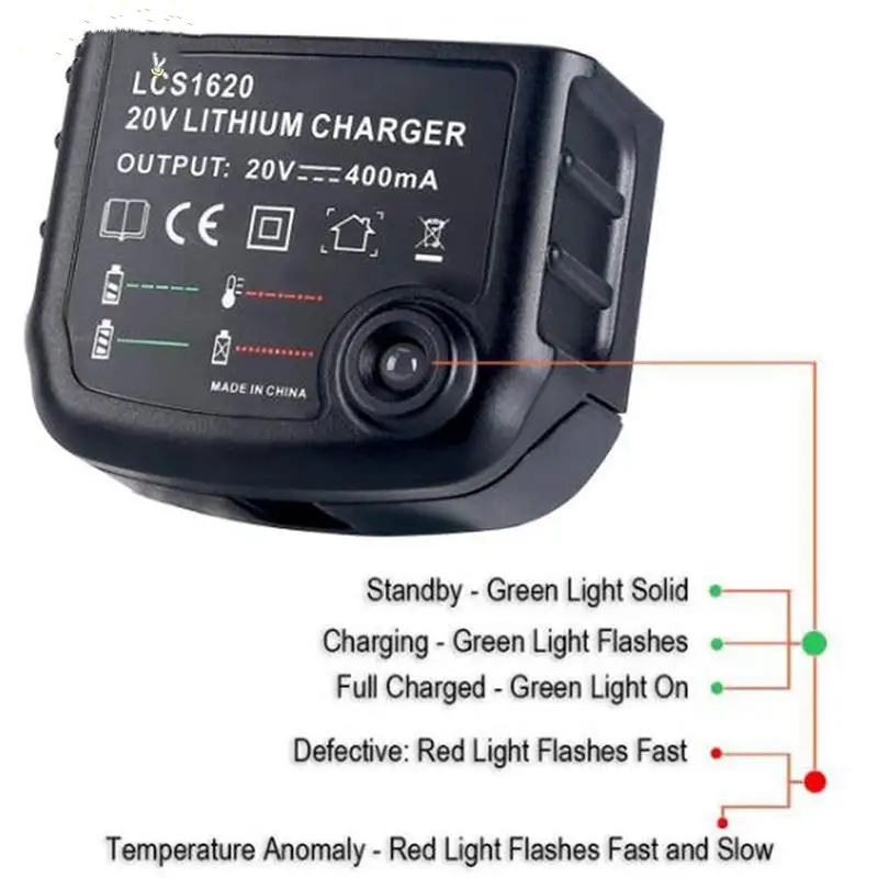 LCS1620 Lithium nickel chromium Battery rechargeable Charger for BLACK & DECKER 20V for LBXR20 LB20 LBX20 LBX4020 LB2X4020 Part