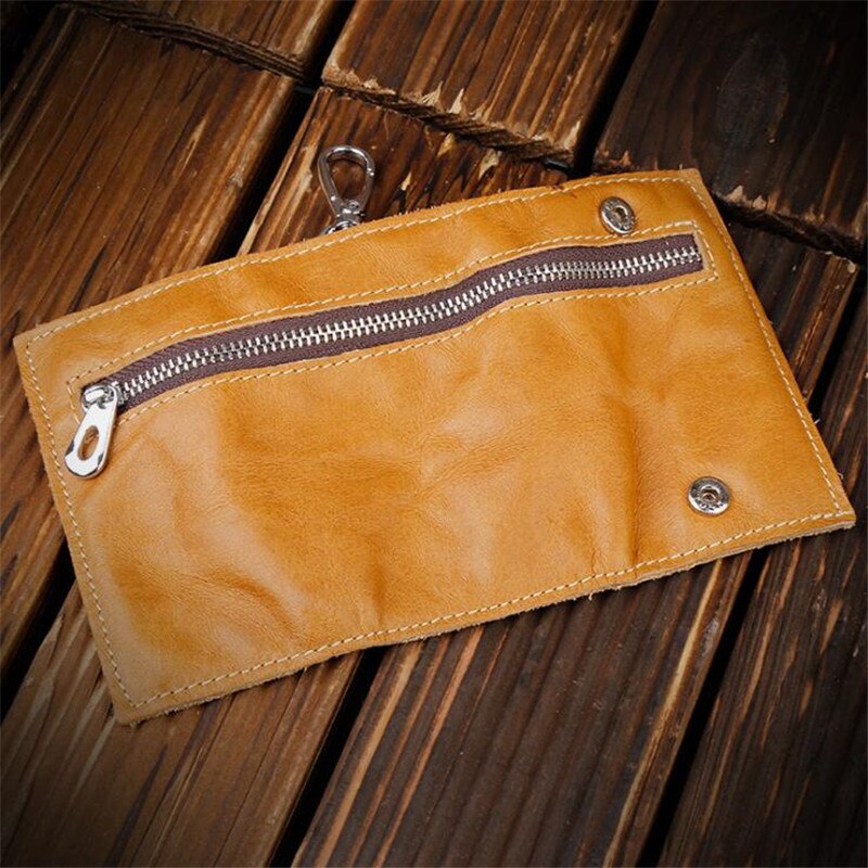 Caso chiave delle Donne degli uomini di Vita del Cuoio Multi-funzione Sacchetto di Chiave dell'automobile di casuale Sacchetto di Cuoio di Strato Superiore Della Chiusura Lampo scatola raccoglitore dell'UNITÀ di elaborazione di LKEEP 18 centimetri