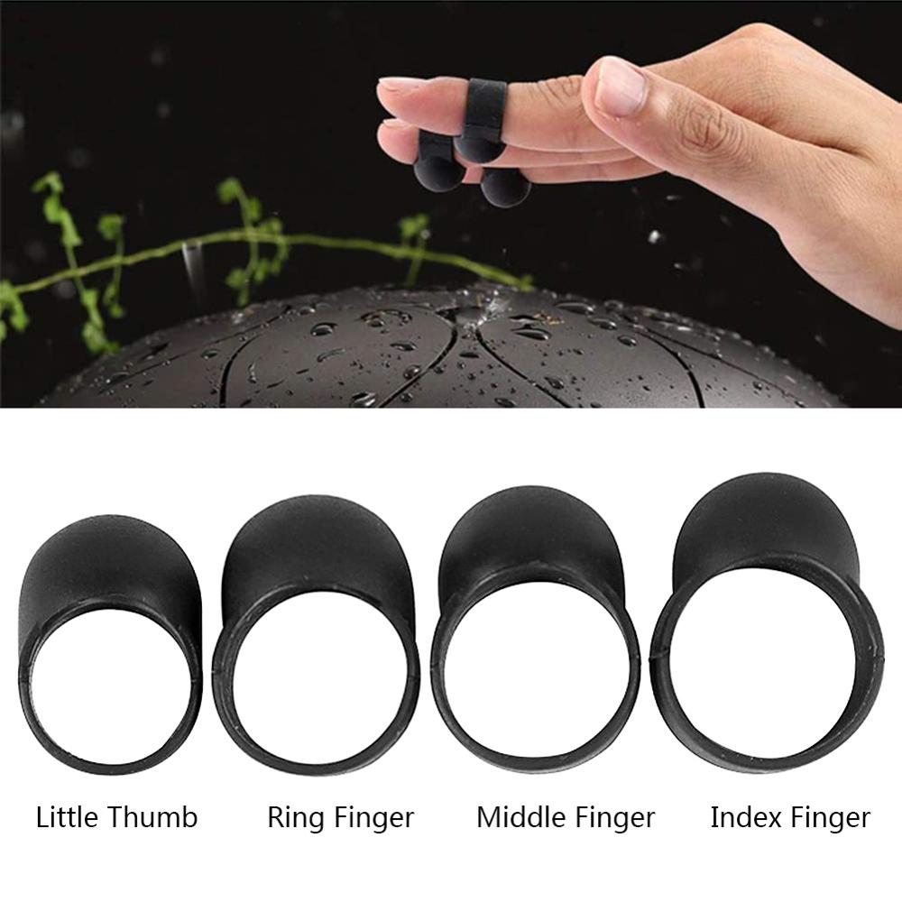 4 Pack Stahl Zunge Trommel Finger Ärmeln für Anfänger, Silikon Klopfen Spielen Finger wählt Abdeckung für Schlagzeug Instrument