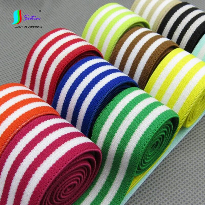 Babymanchet met 25mm breedtes, tailleband naaimateriaal, kleurrijke zachte streep elastische band, felle kleur streep elastische band  s0621l