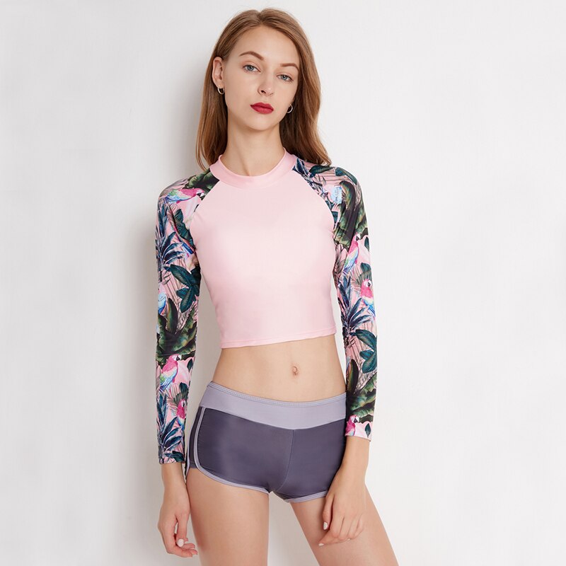 Due Pezzi Protezioni Costume Da Bagno Completo Per Il nuoto Surf Manica Lunga Costume Da Bagno Per le donne Costumi Da Bagno Rashguard: 9064 / L