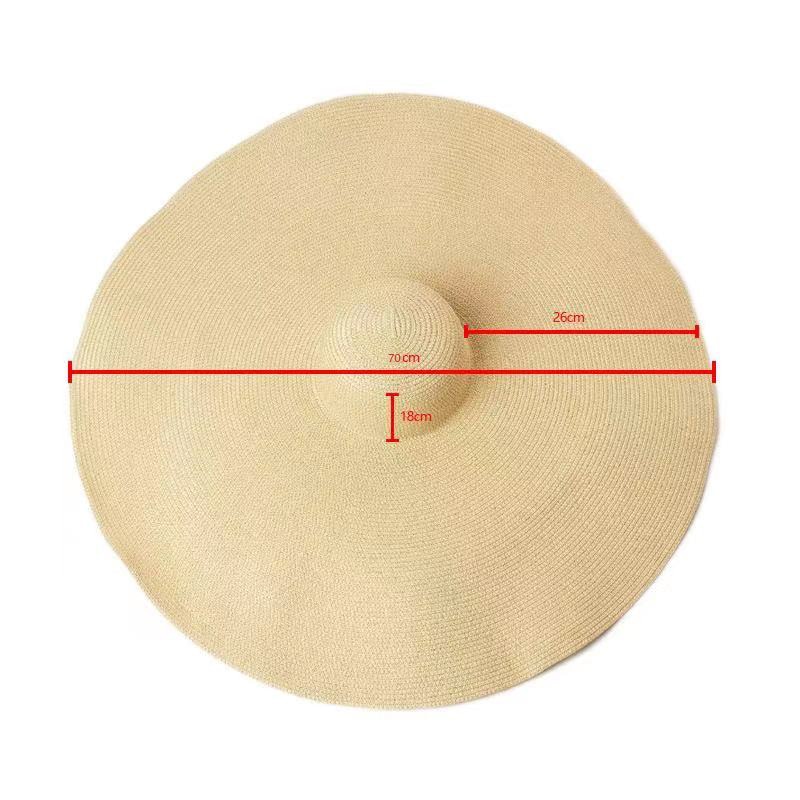Summer Oversize Beach Hats For Women 25CM Brim Large Straw Hat Sun Protection Party Travel Hat