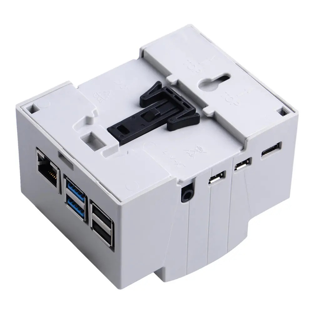 Raspberry Pi 4B ABS Case with Cooling Fan,Aluminum Heatsink on DIN Rail -Modular Box for Electrical Panels for Pi 4 Model B