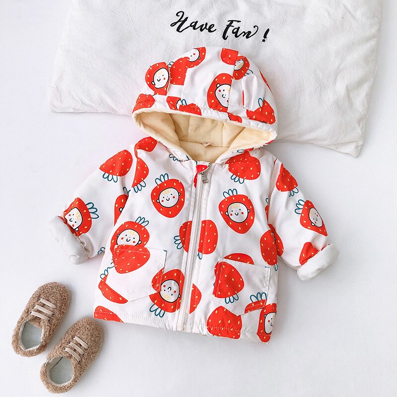 Winter Warm Baby Meisjes Katoen Donw Dikke Fleece Hooded Cartoon Parka Bovenkleding Jongens Kids Jassen Sneeuw Wear Jassen Casaco