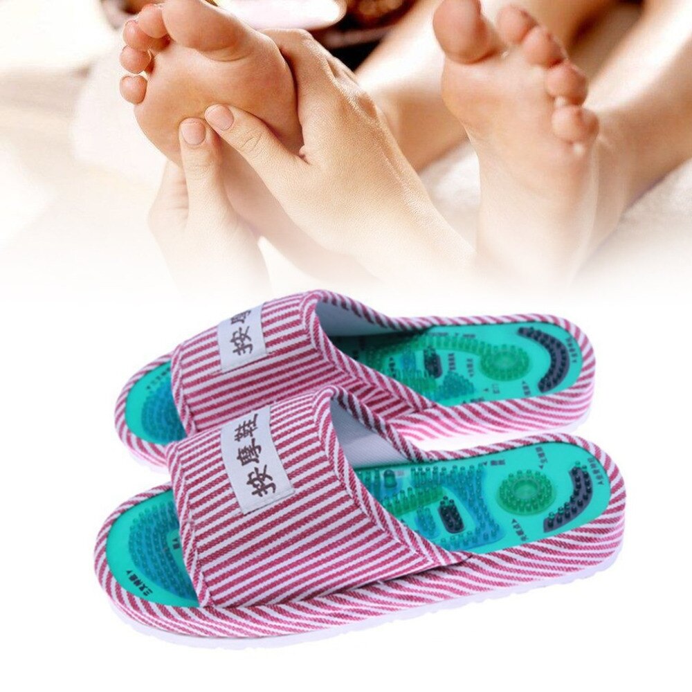 Gezonde strepenpatroon reflexologie voet acupunctuur pantoffel massage bevordert de bloedsomloop ontspanning voet goede verzorging schoenen 25cm