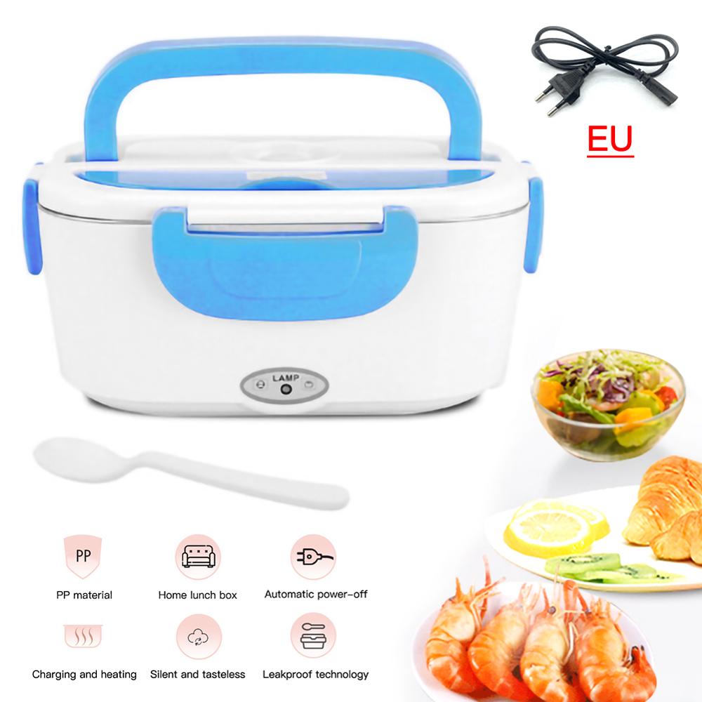 1.5L Elektrische Verwarming Lunchbox Huis & Auto 12V 220V Plug-In Lunchboxen Plastic Of Stalen voedsel Container Draagbare Gerecht Bento Box: Blue EU