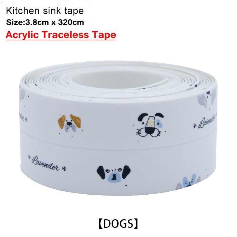 Acrylic glue Kitchen Stove Sink Toilet Bathroom Corner Wardrobe Waterproof And Mildew Proof Tape Seamless Self-Adhesive Corn: Acrylic 320cm Dogs