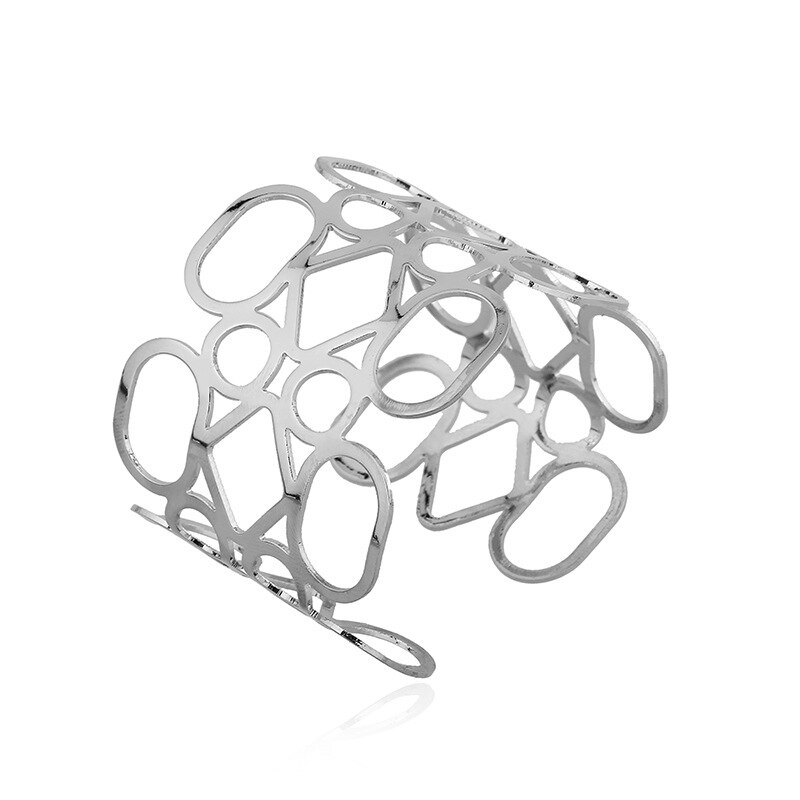 Pulseras anchas huecas para hombres y mujeres, brazaletes Retro de aleación abierta, joyería de para hombres y mujeres, ,: E2111 silver