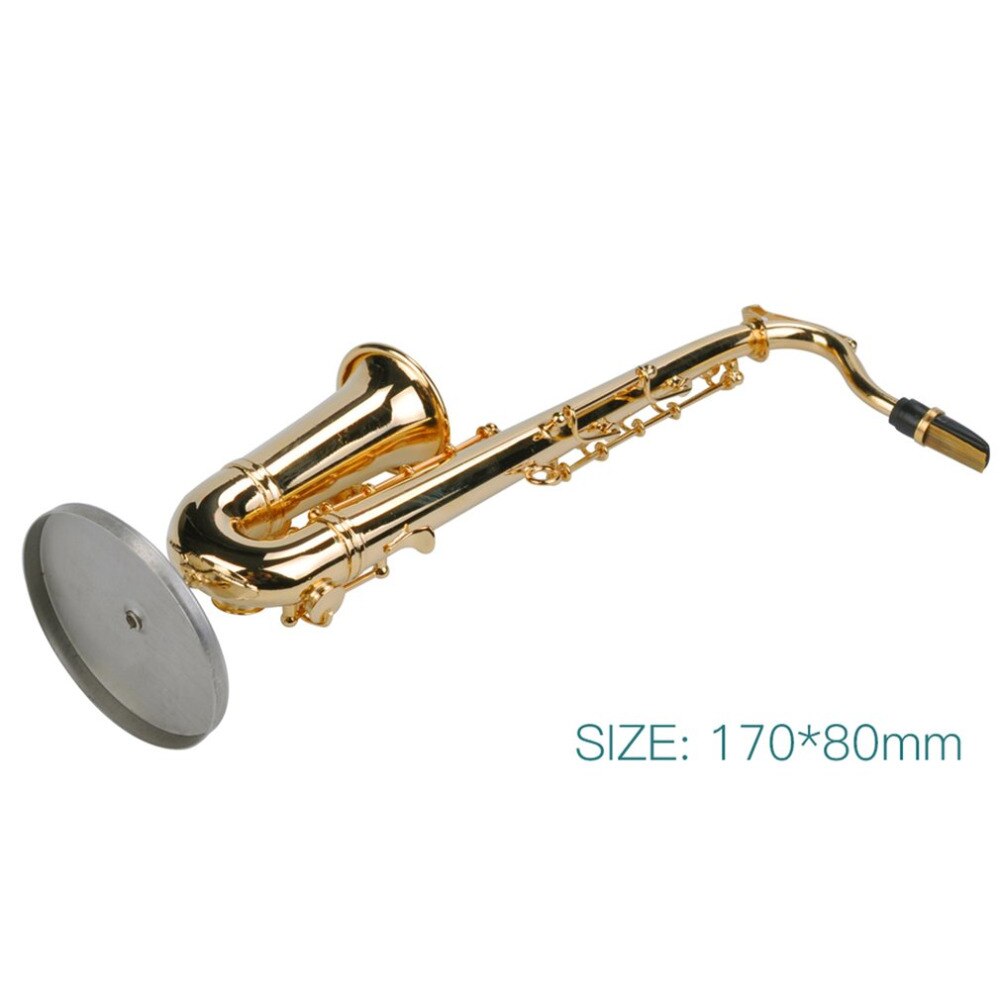Mini-saxophon, vergoldetes miniatur-saxophonmodell mit metallständer zur dekoration