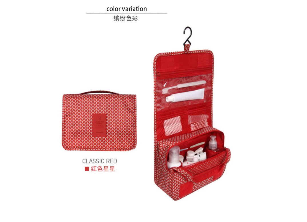 Osmetic Organizer Bag Opknoping Reizen Camping Make Toiletartikelen Badkamer Wassen Kit: Rood