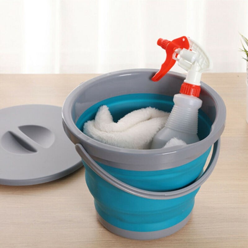 5L Silicone pliant seau Portable Camping pêche pliable bassin lavage de voiture seau salle de bains cuisine eau conteneur 25.5x21cm