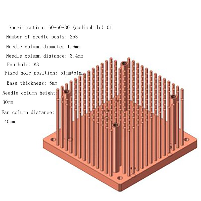 cpu radiator for computercpu radiator intake or exhaust pure copper: 60-60-30 01
