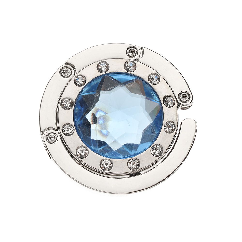 1 pc bärbara metall hopfällbar väska handväska krok handväska hängare diamant hopfällbar bord krok bord hängare skrivbord krokar: Ljusblå