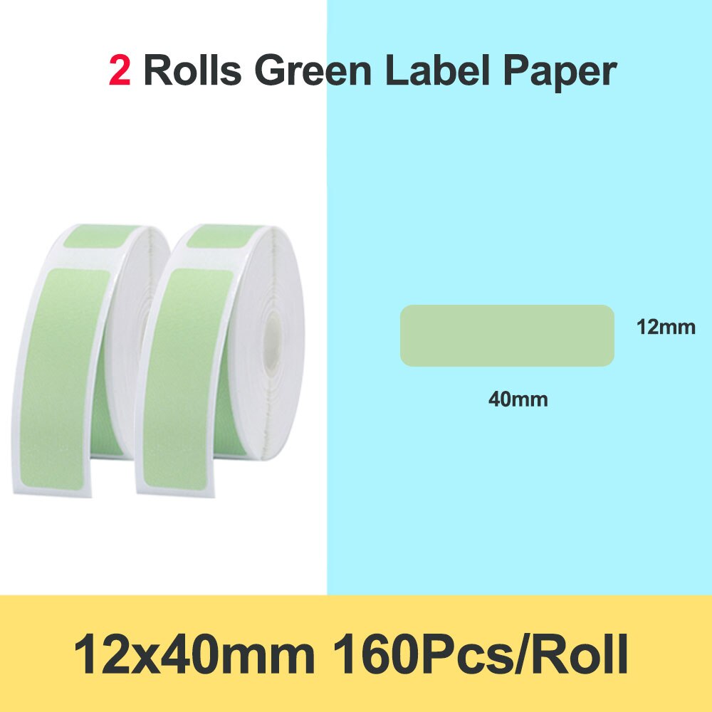 Niimbot D11 / D110 Etikett Drucker Selbstklebende Drucker Papier Preis Supermarkt Etikett Thermische Schalter Schlüssel Etikett Aufkleber Schreibwaren: Grün 12x40mm x 2