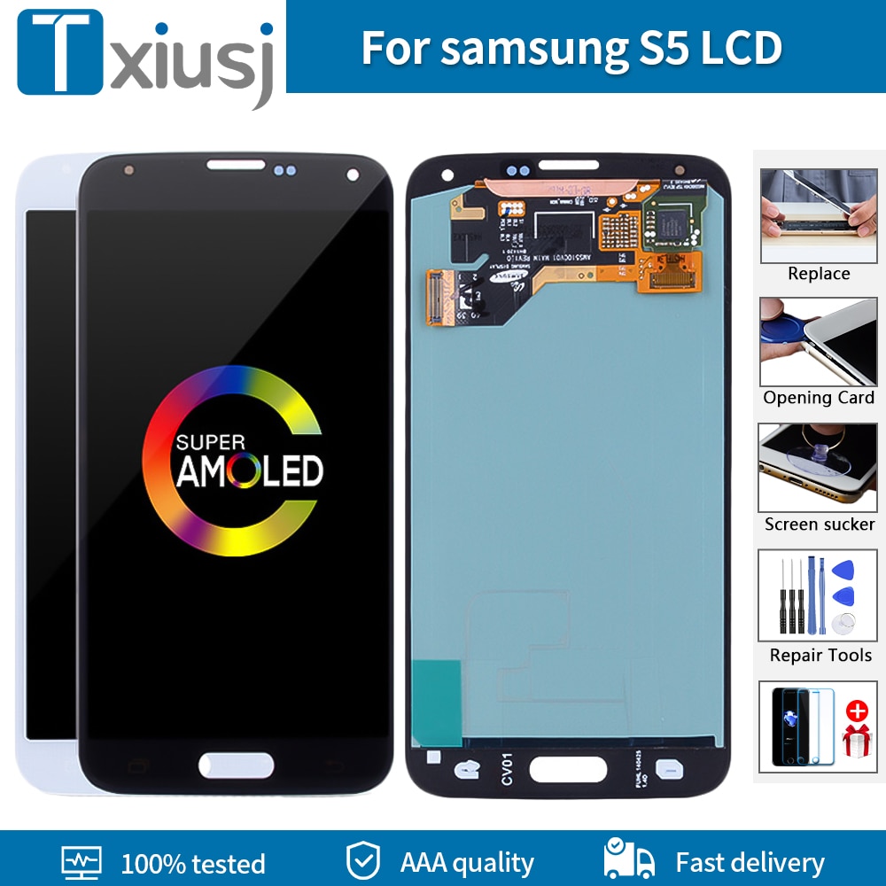 Amoled Voor Samsung Galaxy S5 I9600 G900F G900H G900M G9001 G900R Display Touchscreen Mobiele Telefoon Lcd Met Grote Branden-Shadow