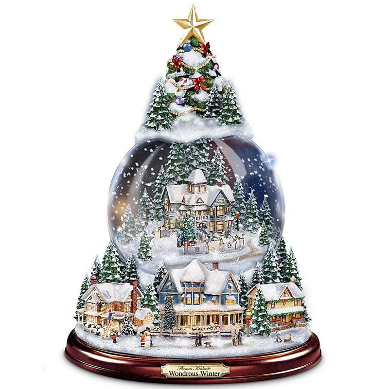 Christmas Wallpaper Tree Rotating Sculpture Train Decorations ornament Create Stickers festival atmosphere Paste Window Pas O9G5