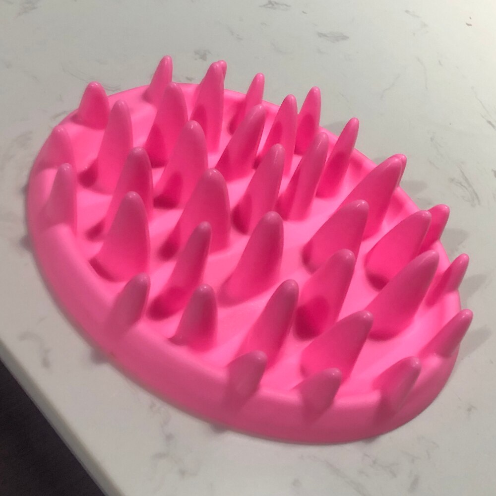 Pets Dog Cats Feeders Bowls Catch Interactive Hard Silicone Cat Kitten Slow Food Feed Non Slip Anti Gulping Feeder Bowl: Pink
