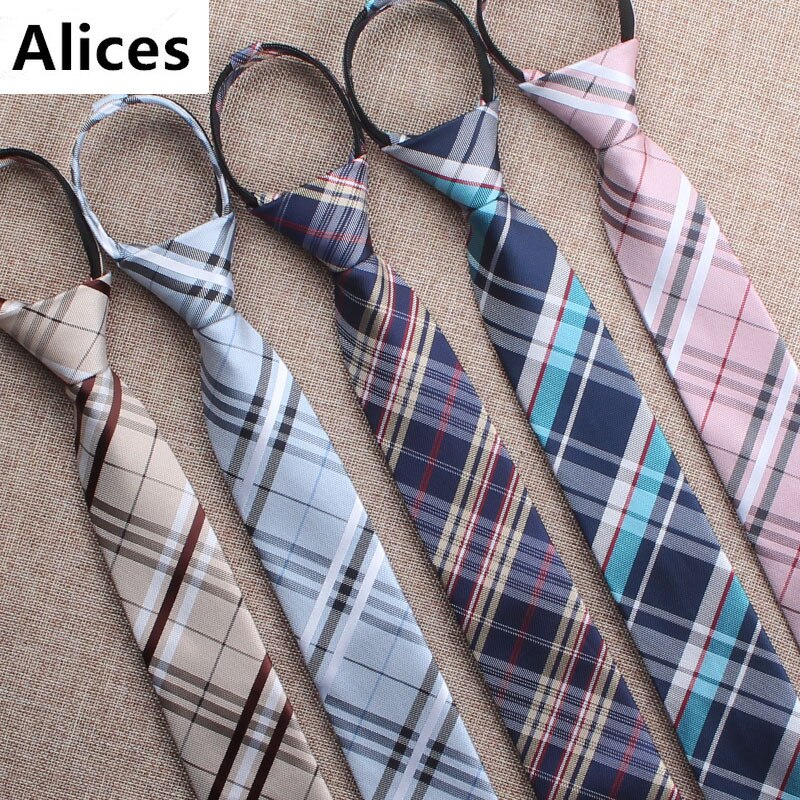 Versione coreana corta cravatta da ragazzo giapponese in stile accademia cravatta in poliestere con cerniera annodata da 6cm cravatta da uomo con cravatta a freccia