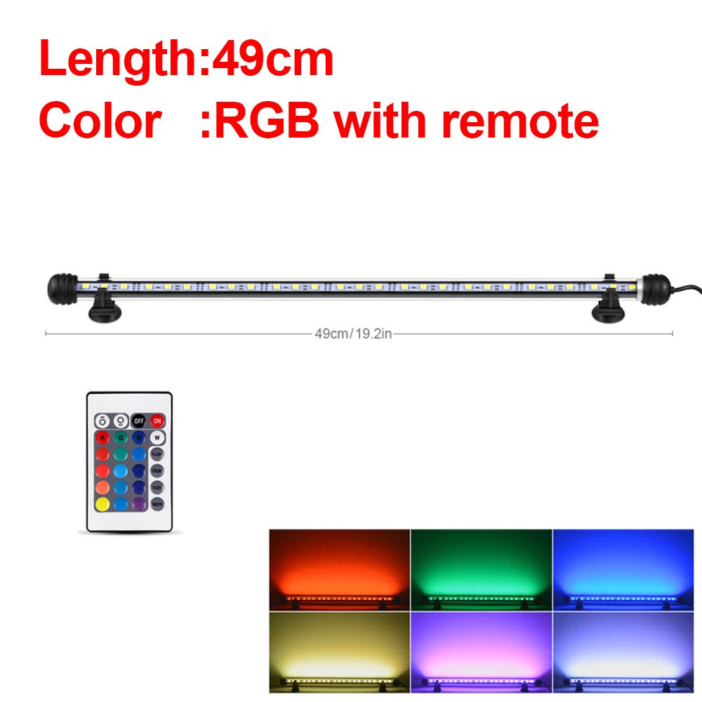 Aquarium light Fish Tank LED lighting For Aquarium Aquatic Pant Grow lamp 19-49cm Aquariums Decoration Fishbowl Accessories 220V: 49cm-RGB