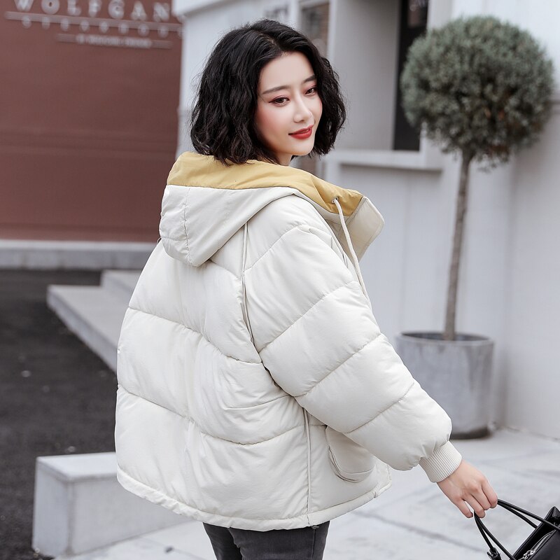 Chaqueta de Invierno para Mujer de con capucha cálida gruesa acolchada prendas de vestir femeninas abrigo corto Parka para Mujer Invierno