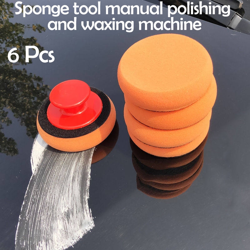 Tragbare Auto Wachs Applikator Pad Mikrofaser Schwamm Griff Griff 6 Teile/satz Auto Wachs waschen Polieren Pad Schwamm Reinigung Schaum Bausatz neue