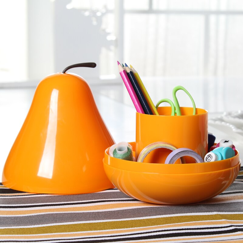 Plastic Cute Pear Storage Box Fruit Pen Holder Pencil Container Case Brush Pot Box Sundry Organizers Desktop Office Stationery