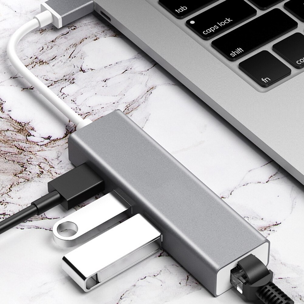 USB to 5Gbps 3 USB 3.0 RJ45 10/100Mbps Wired Ethernet Network Card LAN Adapter Hub Converter for Windows Mac OS Linux