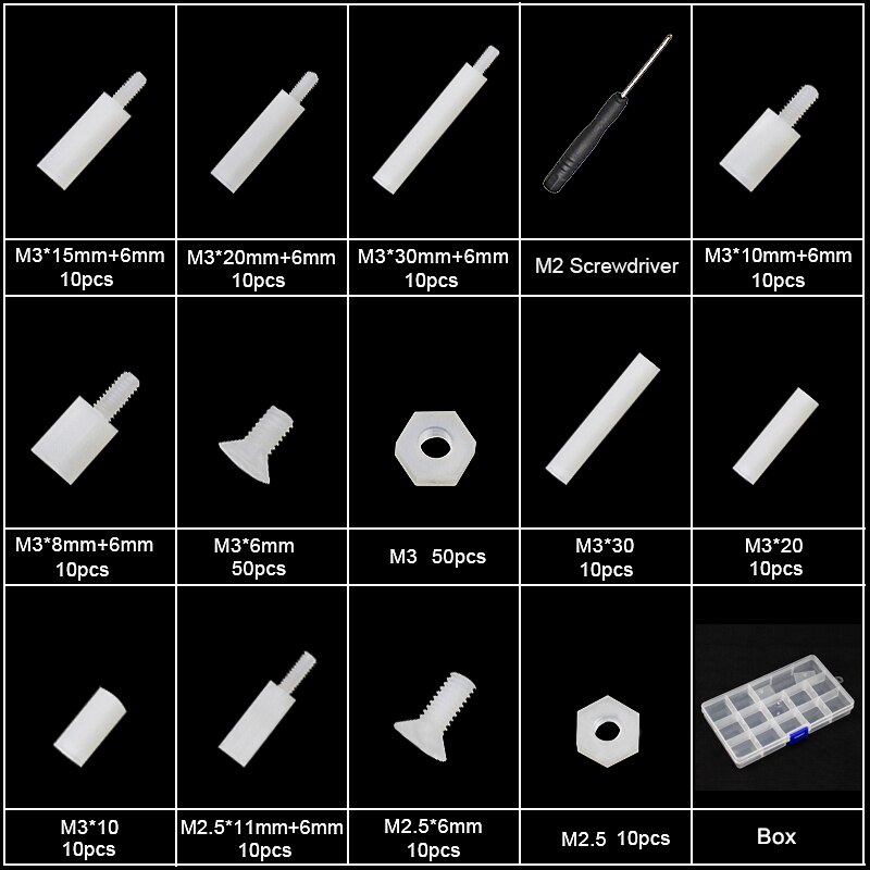 Raspberry Pi 4 Model B/3B 210 Stuks Schroeven Kit M2 M3 Nylon Plastic Schroeven En Moeren + Schroevendraaier + Opbergdoos Case Voor Arduino