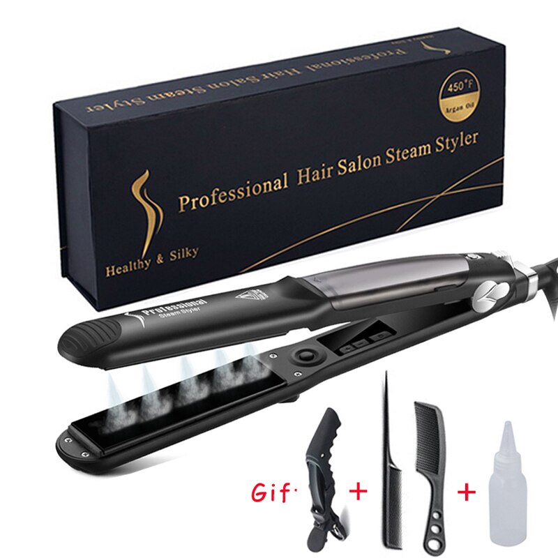 Dropshopping Dampf Haarglätter 2 in 1 Keramik Dampf Haar Eisen Salon Richt Eisstockschießen Styling Werkzeug