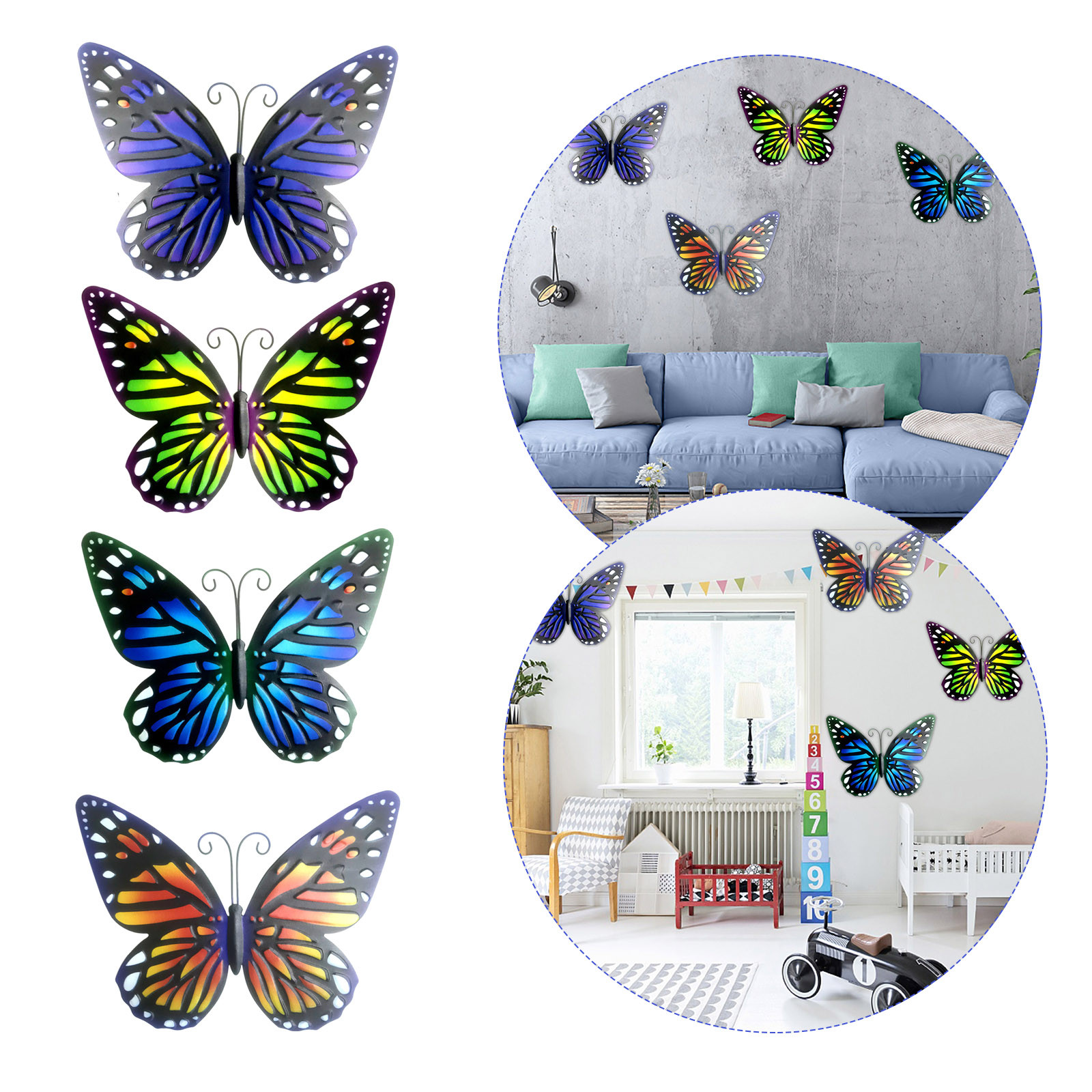 25 #4 pièces Papillon Décor Art Mural Fait Main En Fer Forgé En Métal Papillon Peinture Murale Pour La Décoration De La Maison Et En Plein Air En Métal Décoratif
