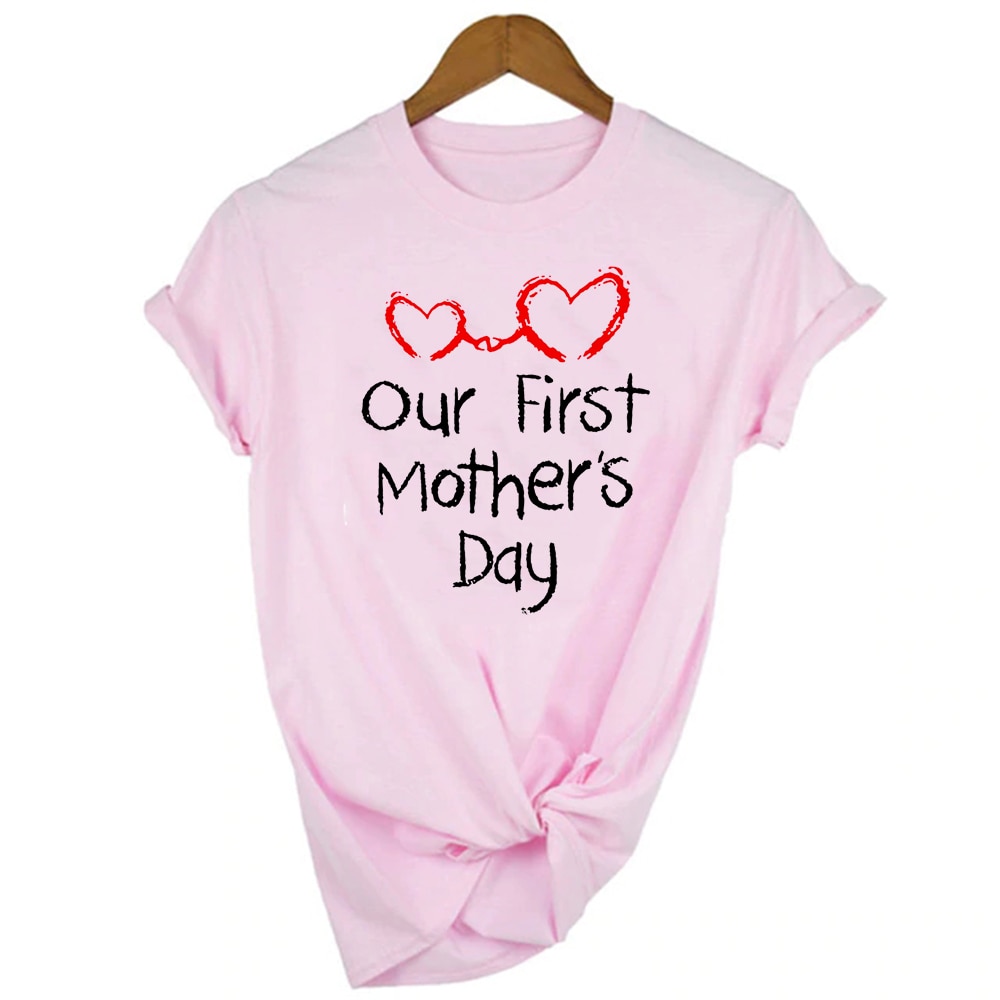 Onze Eerste Moederdag Tops Mom & Baby Bijpassende Tees Bodysuit & Vrouwen Shirt Korte Mouw Familie Bijpassende Outfits