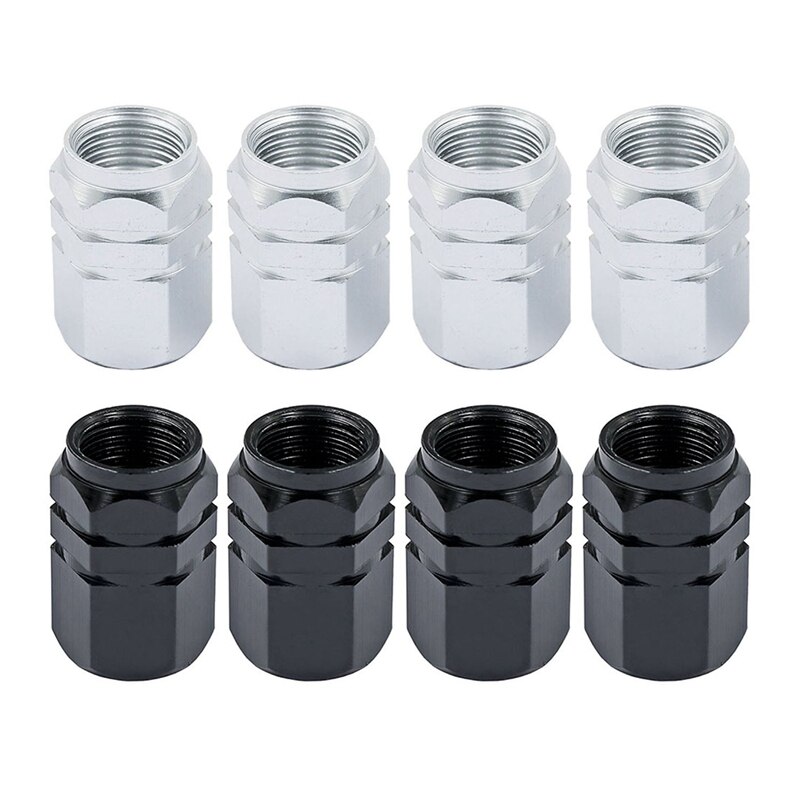 48Pcs Valve Stem Caps Car Tyre Valve Stem Covers Caps, 24Pcs Silver & 24Pcs Black