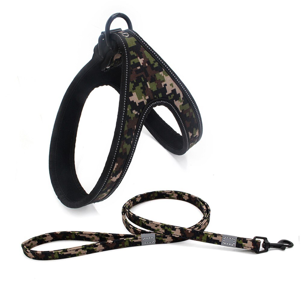 Een Set Reflecterende Harnas Hond Aangelijnd Paddy Dog Harness en Leash Set Camouflage Huisdier Harnas Vesten Leads voor Honden Dropshippings: Groen / M