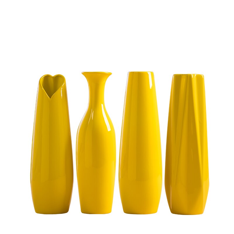 30cm luksus europa gul keramik vase boligindretning porcelæn dekorativ blomstervase til bryllupsdekoration