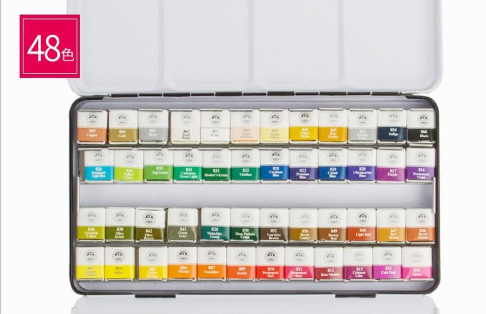 Mungyo 12 24 48 farve ensfarvet akvarelmaling sæt bærbar metalboks akvarel pigment kunstner tegning akvarel papir leverancer