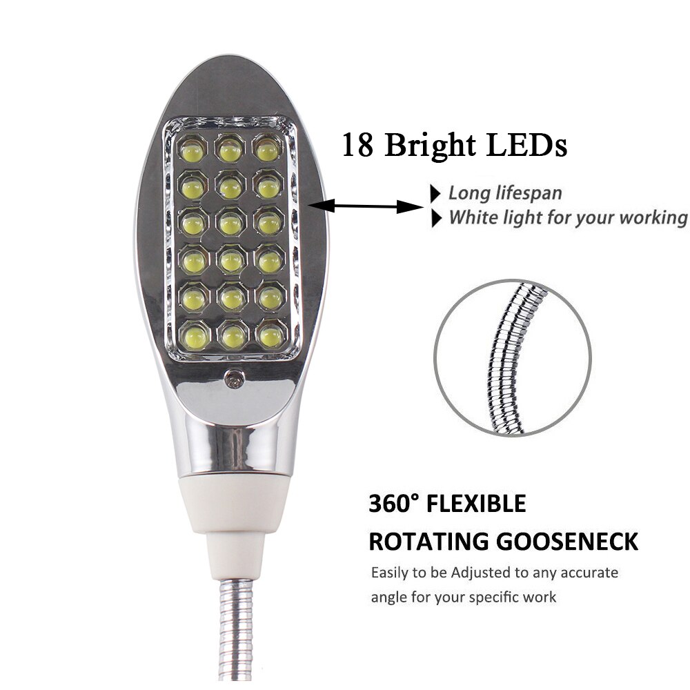 Lampe de travail Super brillante à 14/18 LED pour Machine à coudre, avec Base de montage magnétique, pour tour, perceuse, pressoir, établi